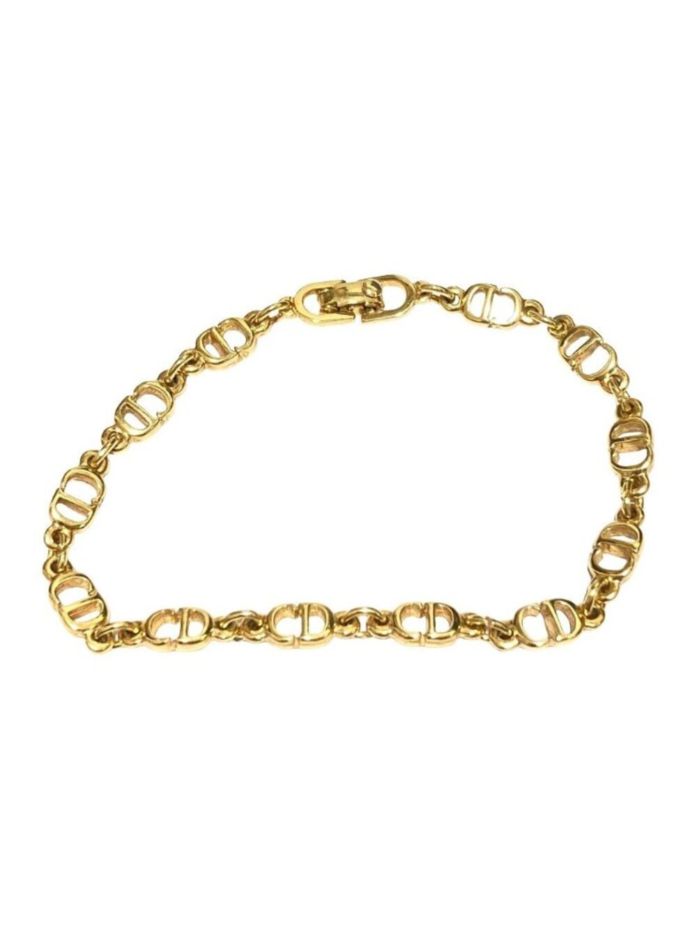 Dior Vintage CD Logo Chain Bracelet Gold Colored